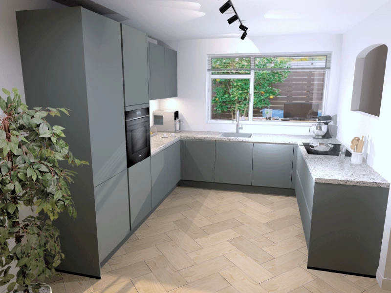 Realistisch 3D-ontwerp keuken