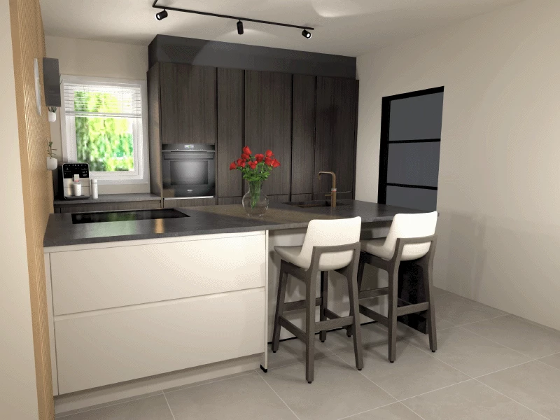 Vrijblijvend realistisch 3D-ontwerp keuken