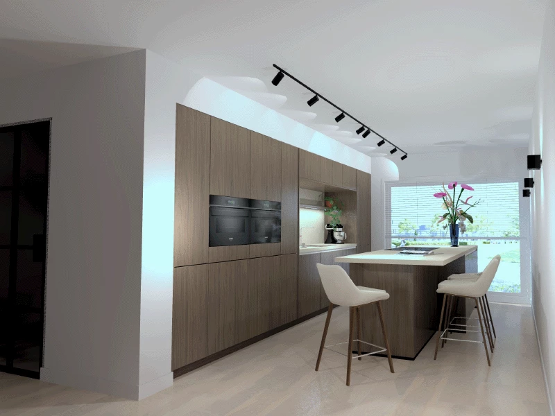 Gratis realistisch 3D-ontwerp keuken