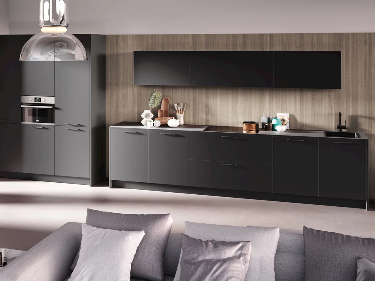 Zwarte rechte keuken