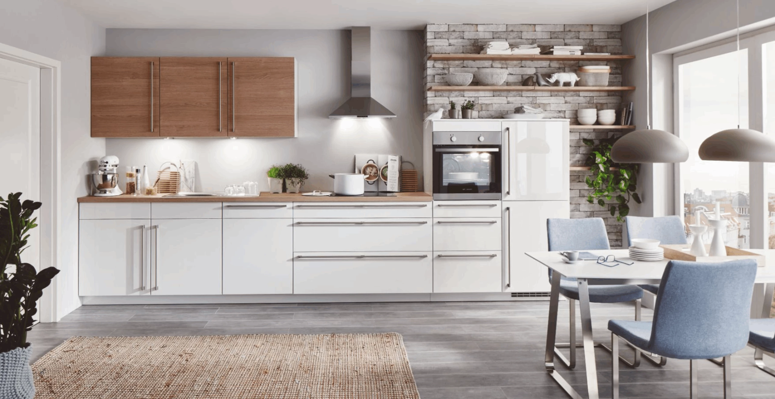 Keuken recht met hout