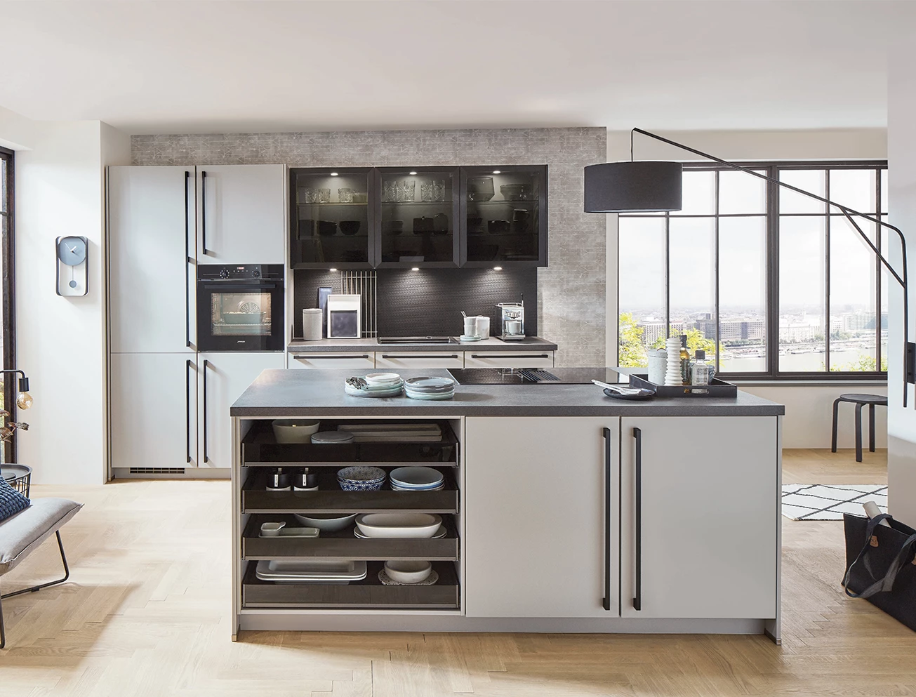 Industriële grijze keuken